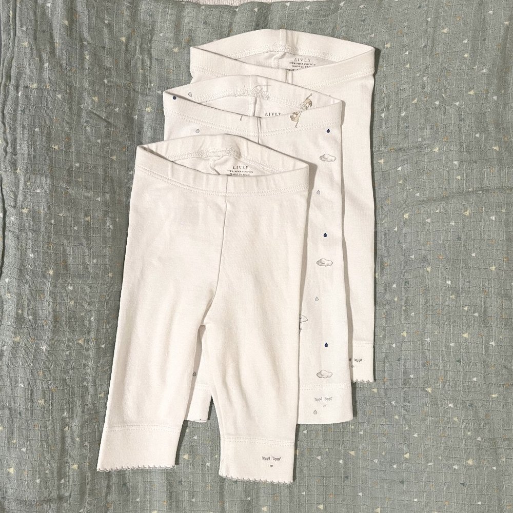 3 Pairs of Livly Pima Cotton Leggings 3M
